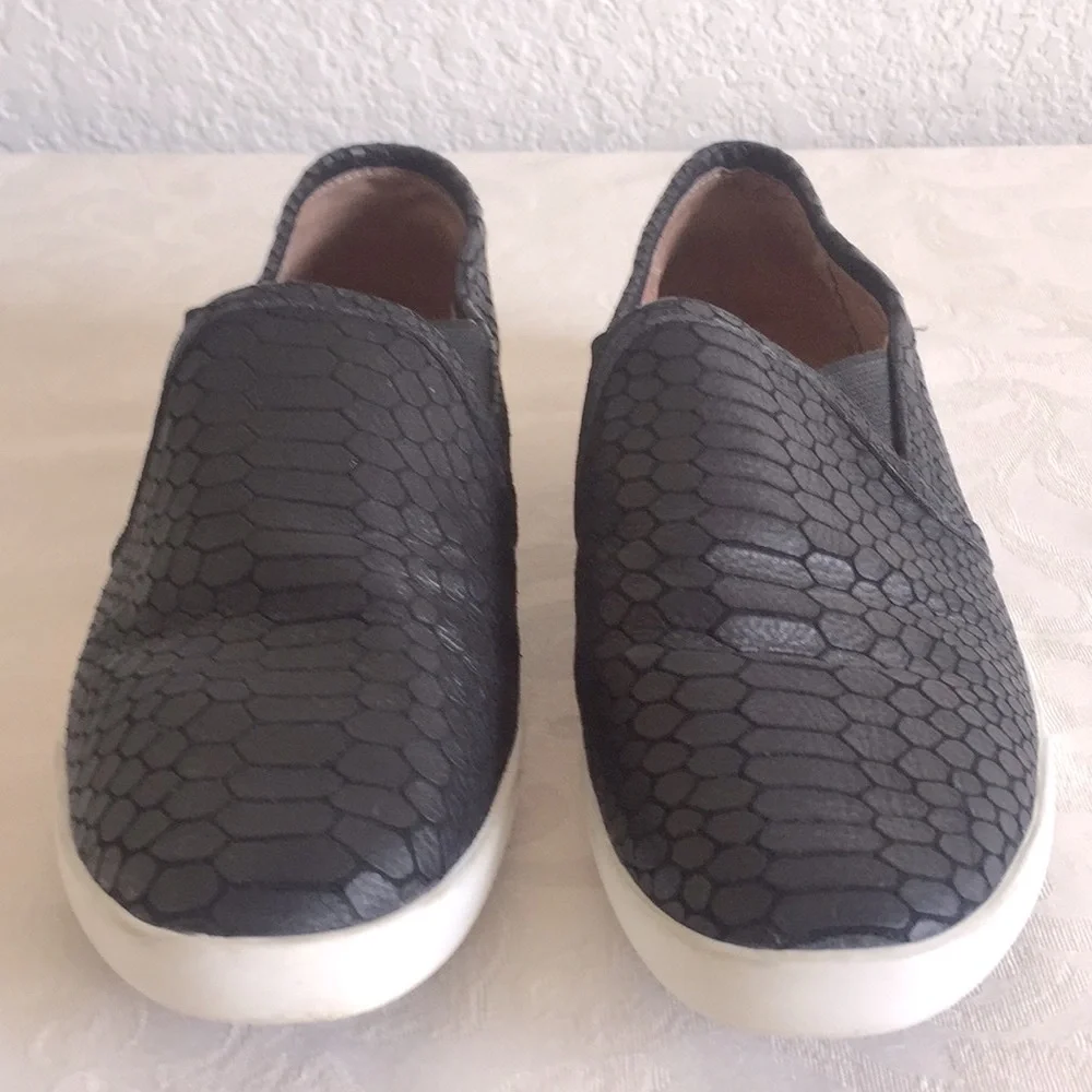 Joie black snakeskin embossed leather sneakers